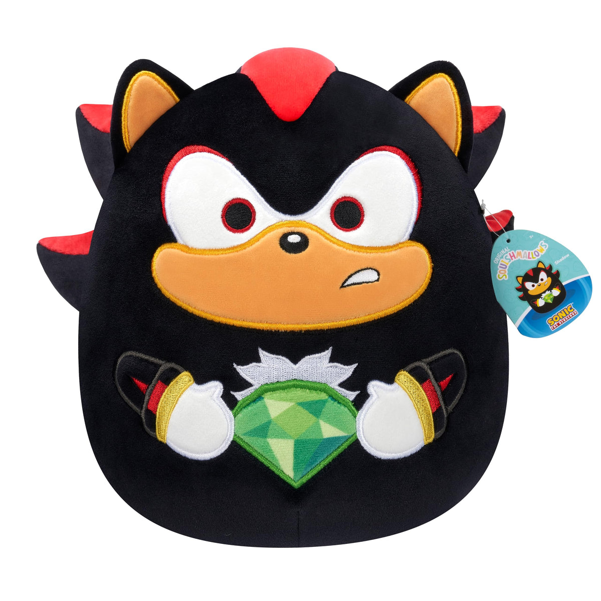 Squishmallows Original 14in “Sonic The Hedgehog” Shadow Holding Green Emerald Plush (Large)