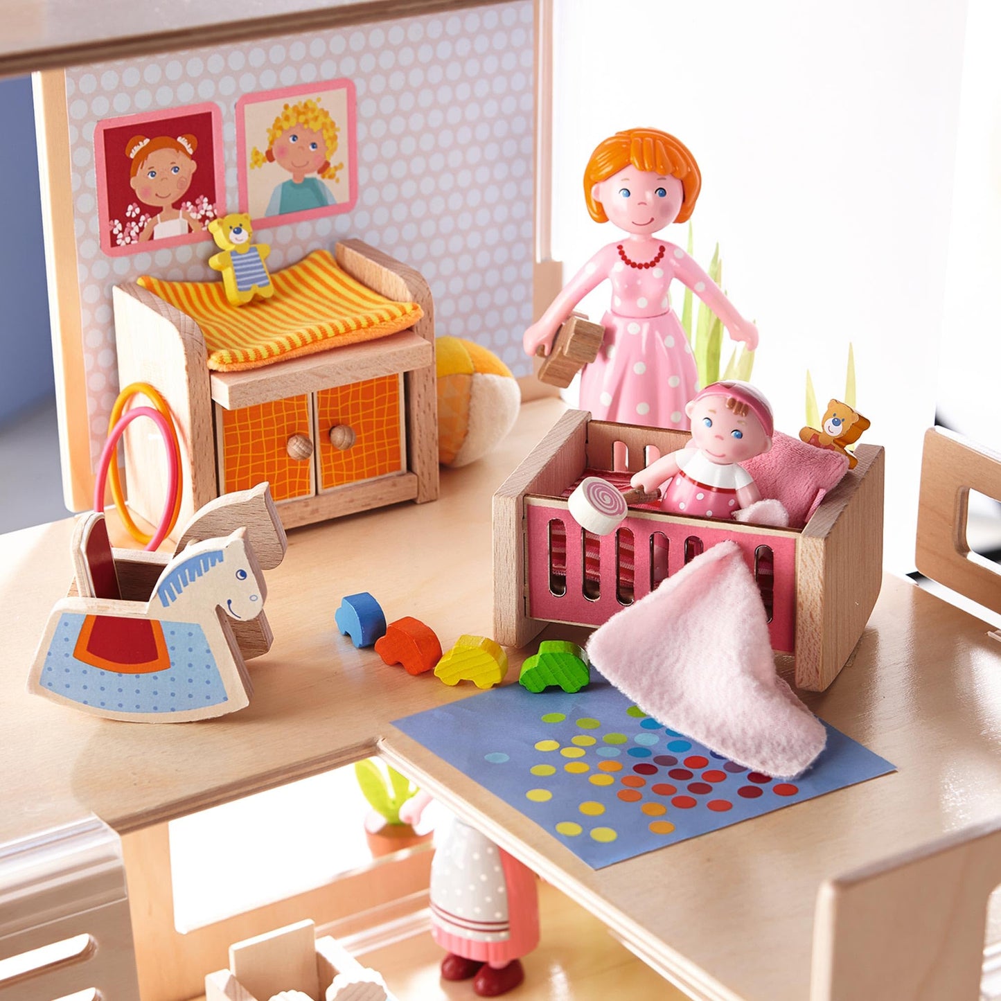 HABA Little Friends Children's Nursery Room - Dollhouse Furniture for 4" Bendy Dolls