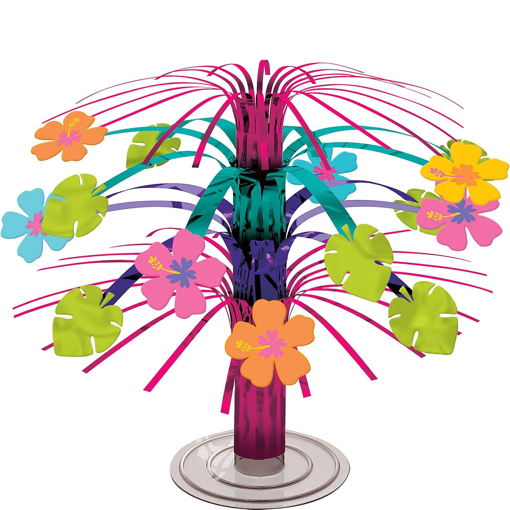 amscan 240093 Hibiscus Party Foil Cascade Centerpiece, 7.5", Multi Color, 1 Piece