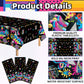 Jremreo 3 Pieces 54 x 108 Inches 80s Plastic Tablecloth, Disposable Rectangle Retro Party Table Covers, Neon Decorations for Birthday, Hip Hop