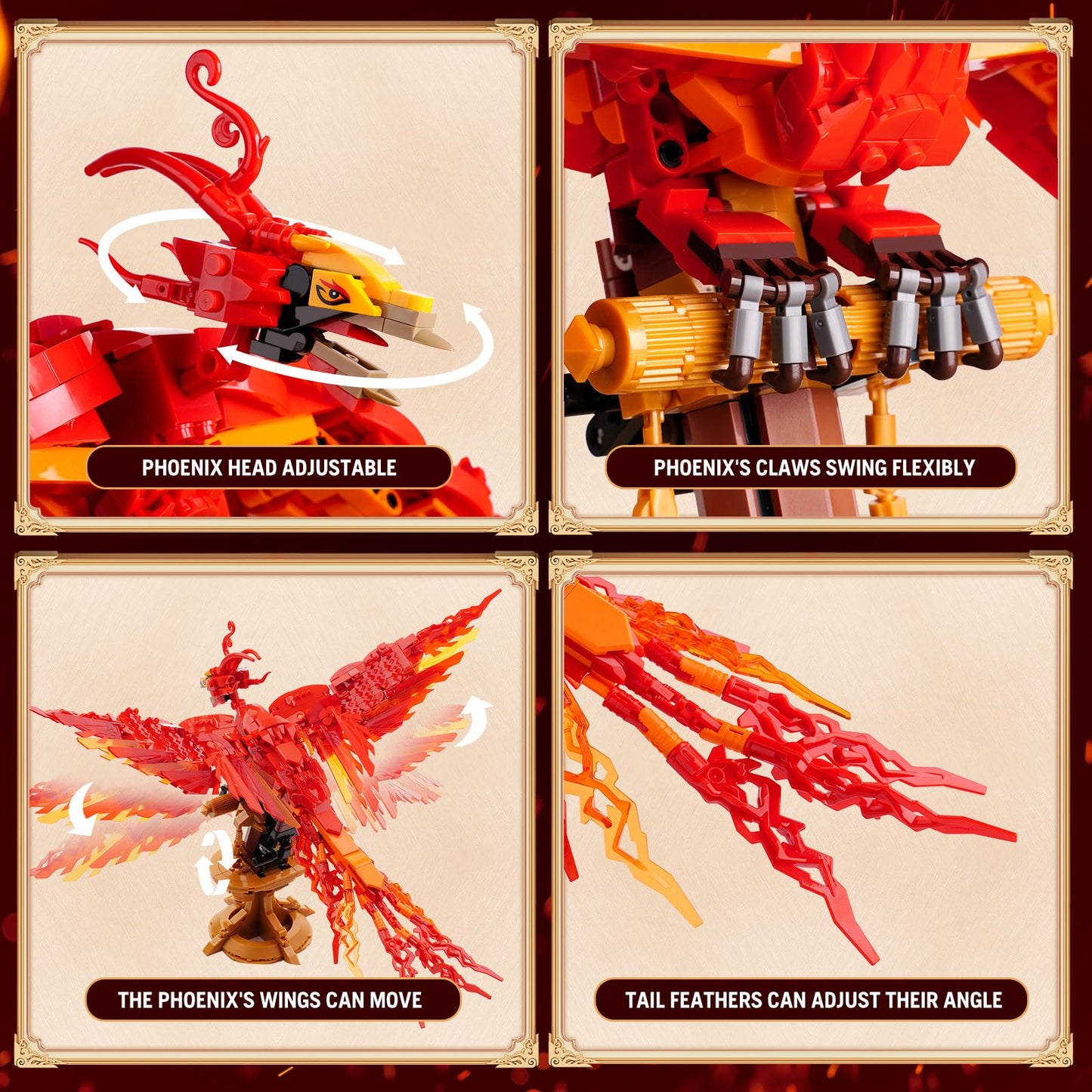 Moc Fire Phoenix Building Set?Compatible with Lego STEM Magic Phoenix Collection Model for Adults?Ideas Bird Toy Gift for Kids Boys and Girls Fans