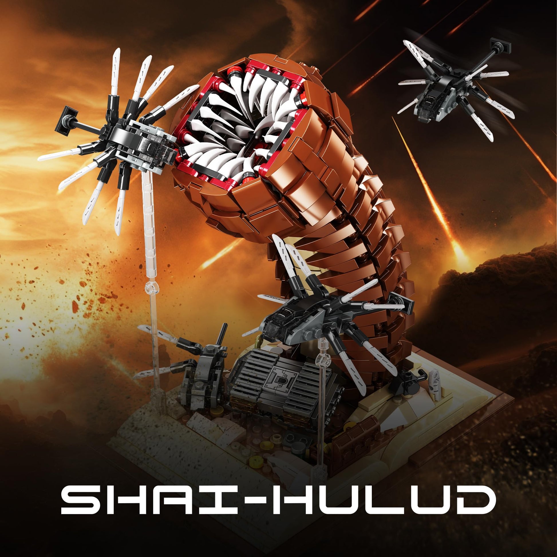 Sandworm Monster Building Blocks for Adults, Equipped with Suspended Ornithopter Building Set for Boy 8-12, Classic Movie Construction Building Blocks
