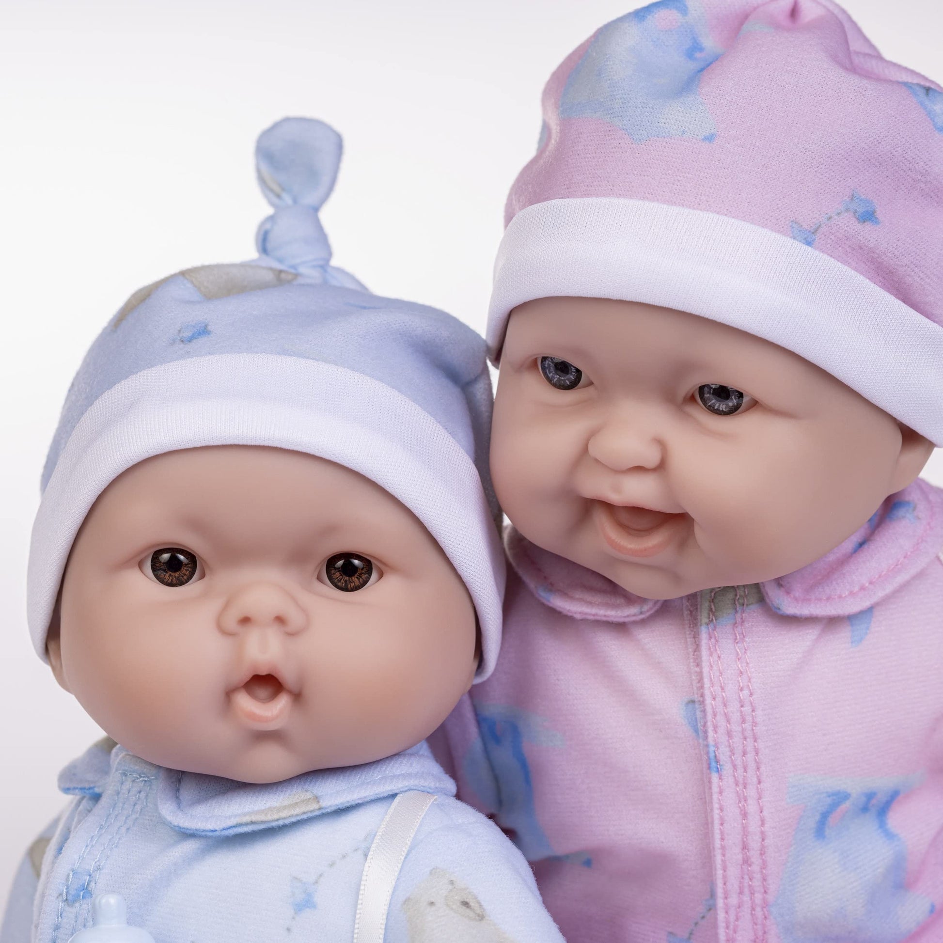 Twins 13" Realistic Soft Body Baby Dolls | JC Toys - Berenguer Boutique | Twins Gift Set with Removable Outfits and Accessories | Pink and Blue |