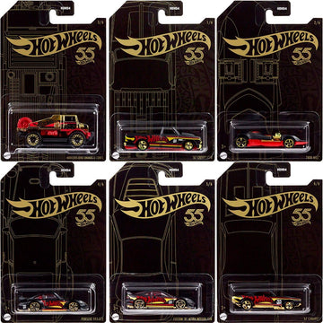 2023 Hotwheels 55th Anniversary Pearl & Chrome Complete 6 Cars Set - Premium Metal Toy Cars for Collectors and Enthusiasts, 1:64 Scale Die-Cast