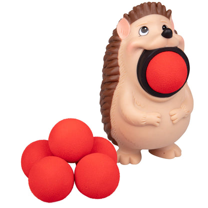 Hog Wild Hedgehog Ball Popper Toy - Holiday Stocking Stuffer Includes 4 Soft Foam Balls - Squeeze to Pop Air Powered Balls Up to 20 Feet -