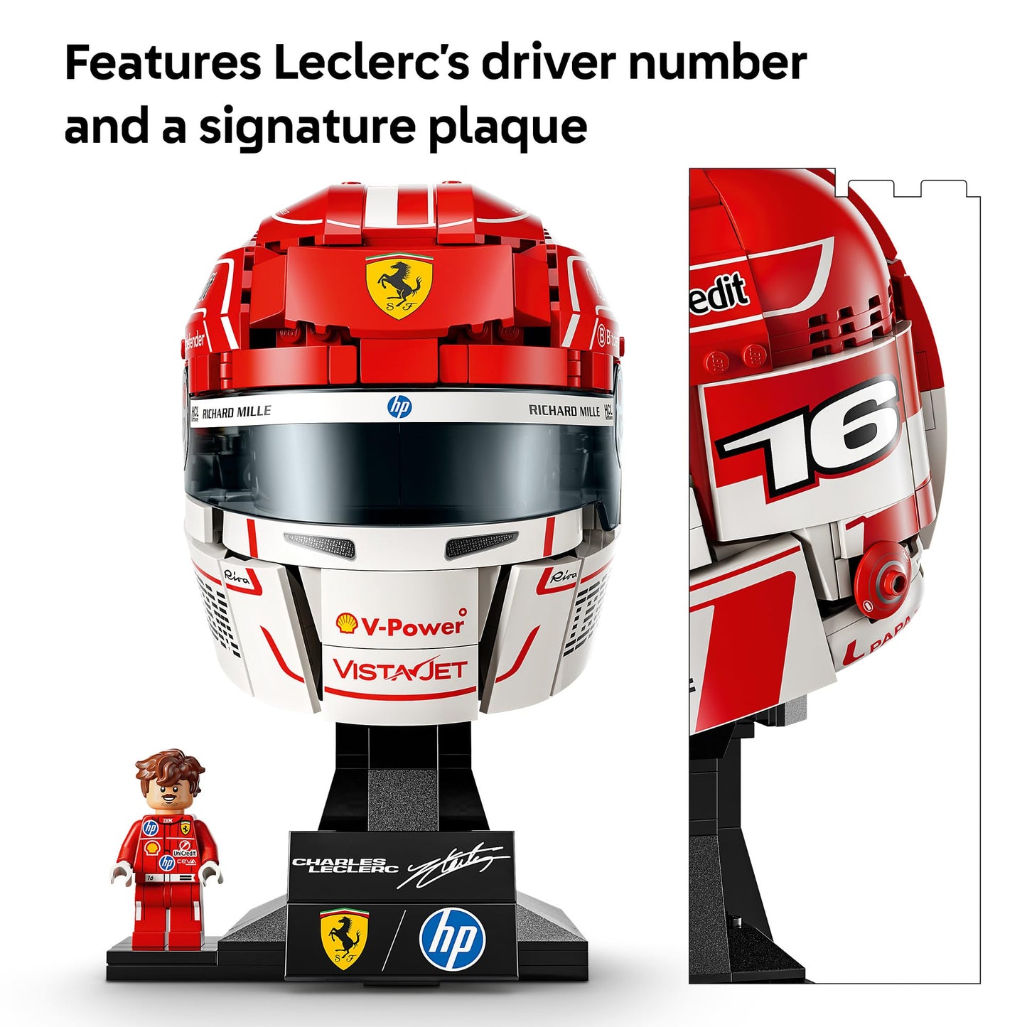 LEGO Editions Scuderia Ferrari HP Charles Leclerc Helmet - Building Set for Teens, Ages 14+ - Collectible F1 Display - Bedroom or Home Office Decor -