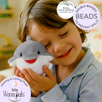 Warm Pals Baby Shark, Small 4x7 Microwavable Comfort, Heated Plushie for Warmth, Calming Anxiety, Relaxing Bedtime Snuggles and Cozy Toys for Kids