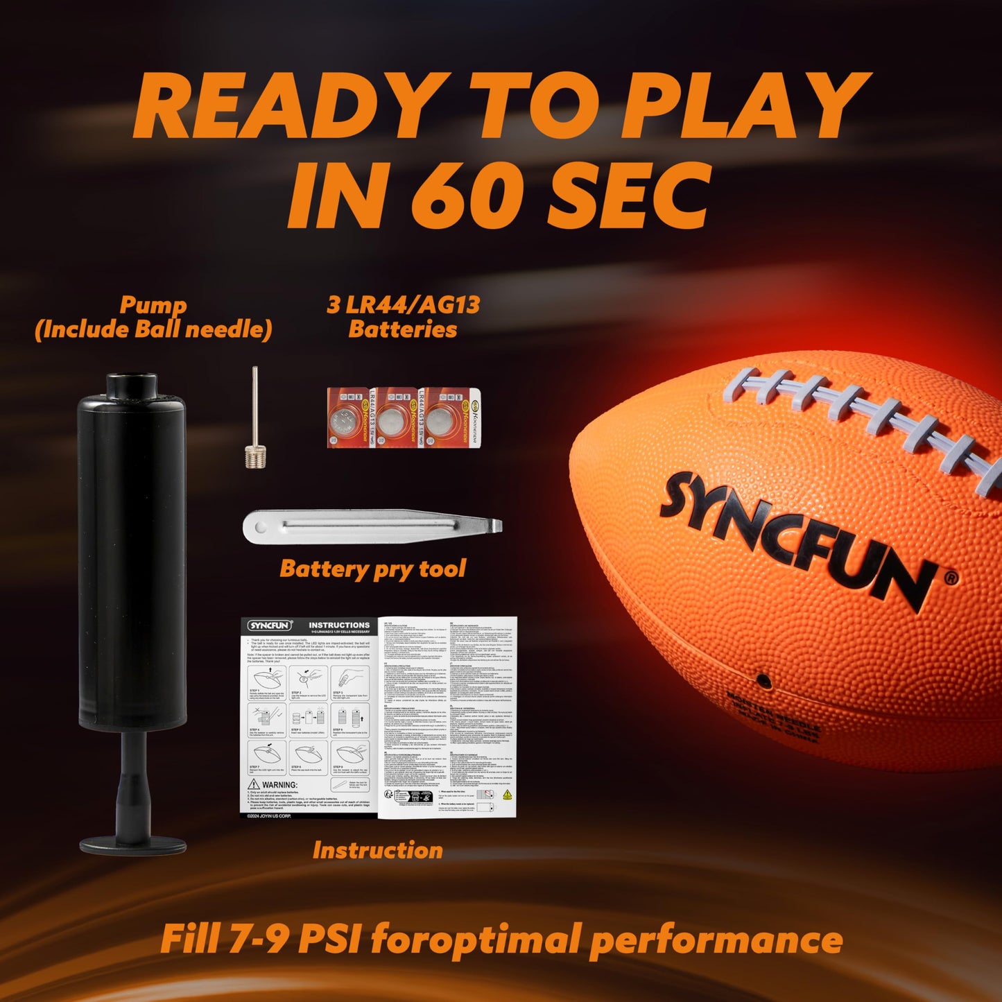 SYNCFUN Glow in the Dark Football for Boys, Light Up Football for Night Outdoor Sports Games, Red Glowing Ball, Ball Accessories Gifts for Teen Boy