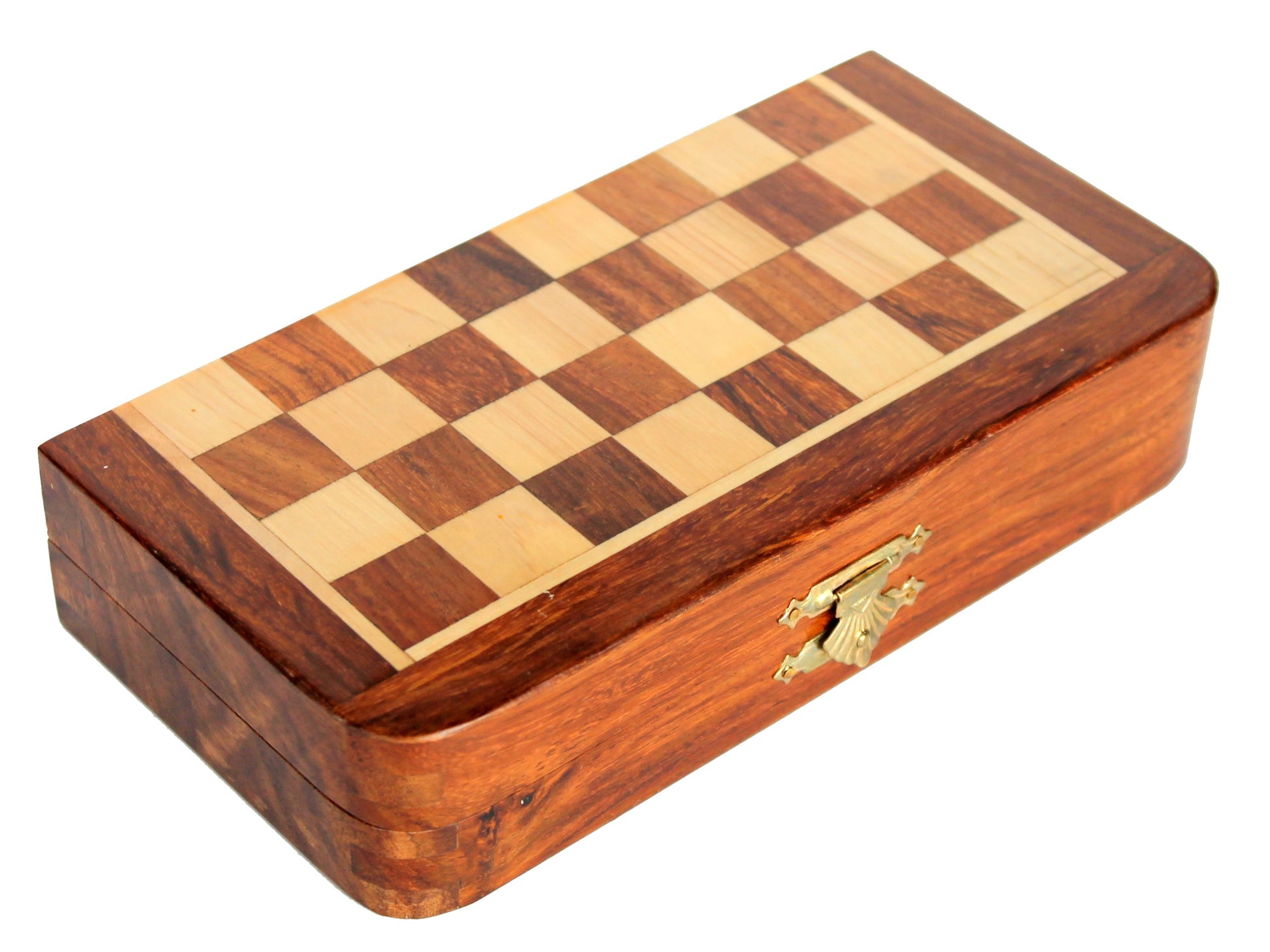 Stonkraft Collectible Folding Wooden Chess Set with Magnetic Crafted Pieces, 7" X 7"