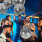 30 PCS Disco Ball Balloons Different Sizes- 4D Large Disco Balloons 10 Inch 15 Inch 18 Inch 22 Inch Assorted Round Metallic Silver Disco Balloons
