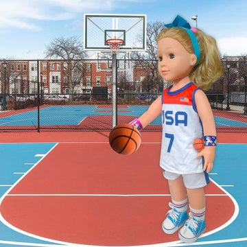 Wenzhuo Basketball Sports Dolls Clothes set-18 inch Doll Closet Accessories-Doll Tops, Short Sleeves, Headbands, Socks, Shoes, Rackets, etc-Children's