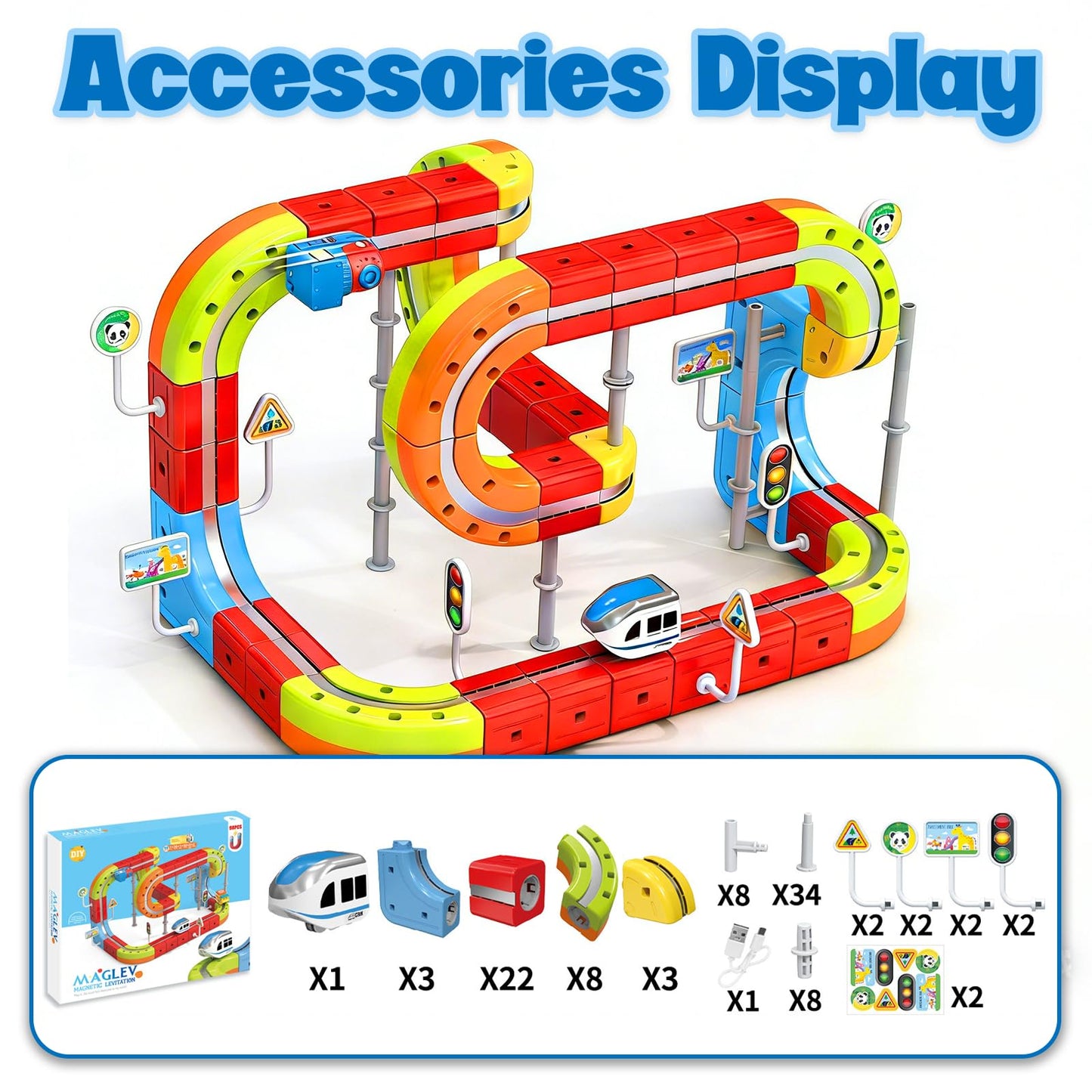 Electric Magnetic Train Toys Set- Flexible Race Track for Kids 3 4 5 6 7 8,stem Gravity Magnetic Roller Car Track for Toddlers,3D Infinity Cube Track