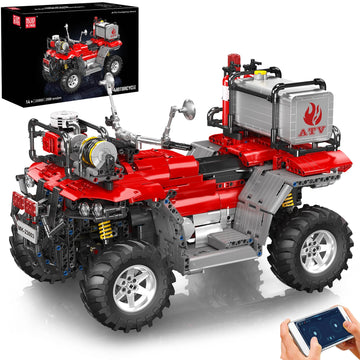 Mould King Fire Truck ATV Building Set, 2100+ Pcs RC/APP Control All-Terrain Vehicle Building Blocks Kits That Run with Equipment Model, Collectible