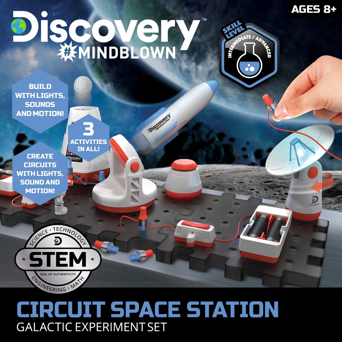Discovery #Mindblown Circuitry Space Station Galactic Experiment Set, Build-It-Yourself Engineering Toy Kit, Explore The Science of Motion, Great Gift