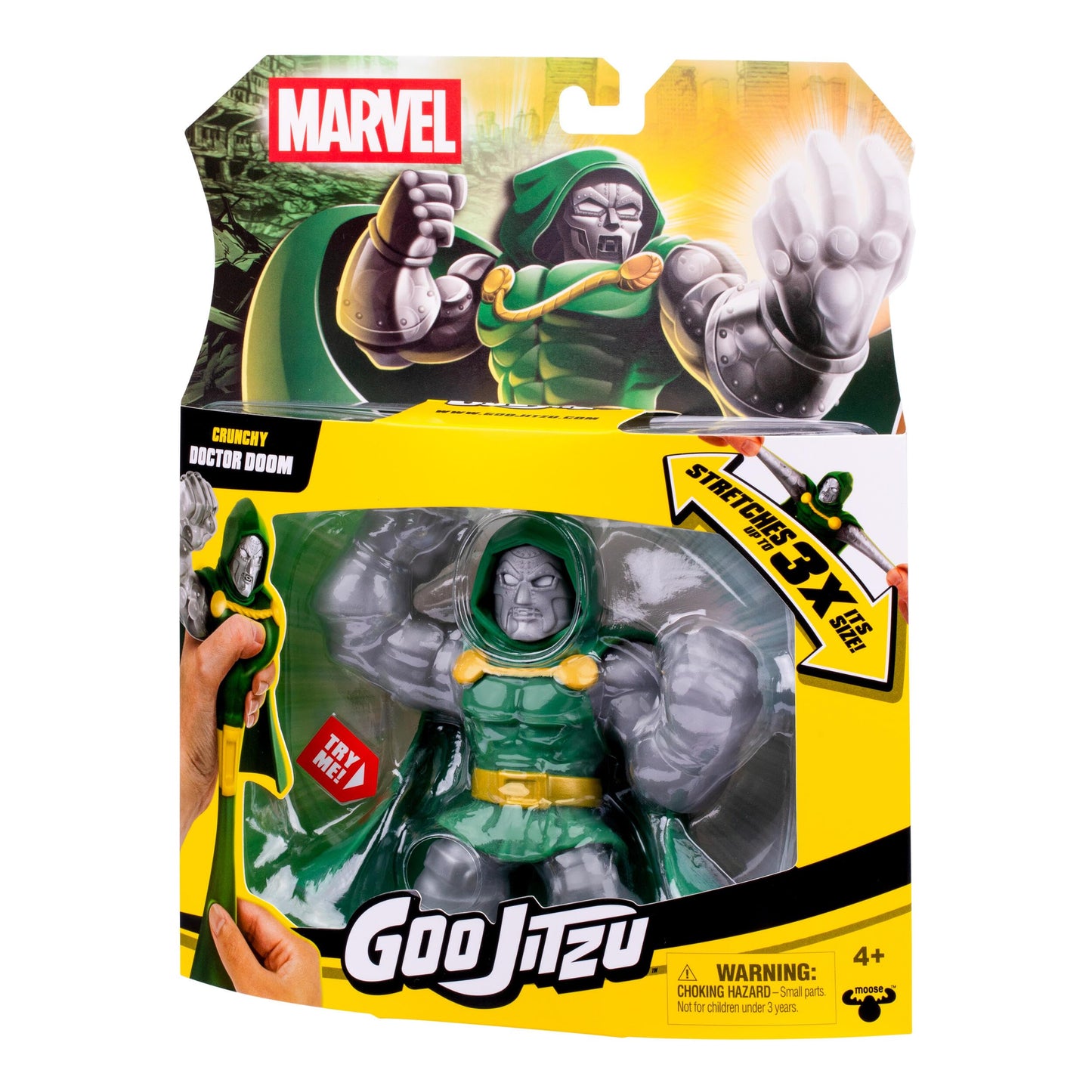 Goo Jitzu Marvel Avengers Dr Doom, Stretchy Action Figure, Super Stretchy with Unique Crackly Marble Filling, Collect All 3