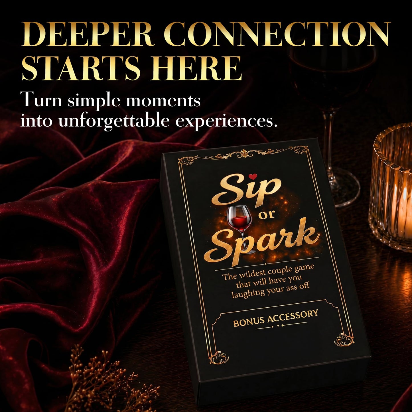 Sip or Spark Couples Card Game, a romantic twist on Truth or Dare,120 cards, Date Night Cards for Two, Relationship Challenge Deck, Funny Questions