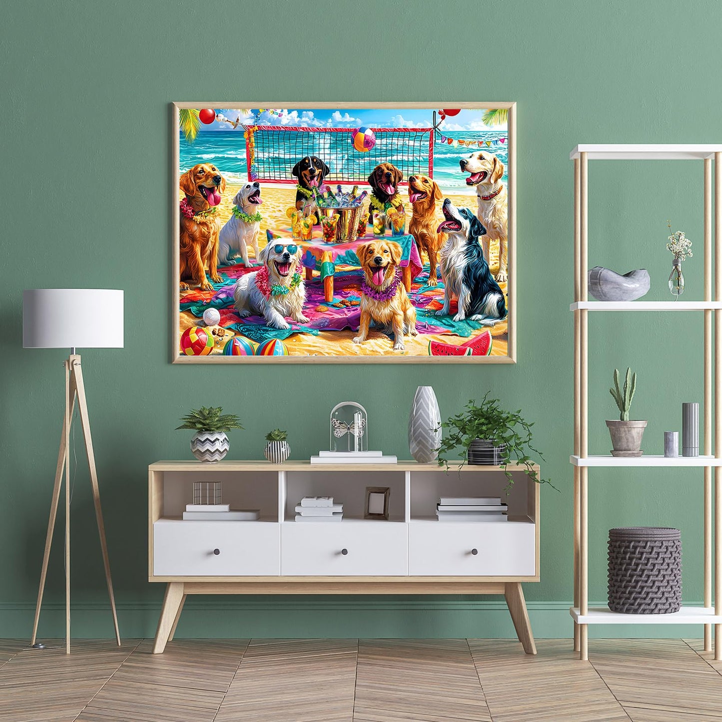 Puzzles for Adults 1000 Pieces, Dog Jigsaw Puzzles 1000 Pieces - Doggo Beach Bash, Party Decor Impossible Puzzle, Finished Size 27.56 * 19.69",