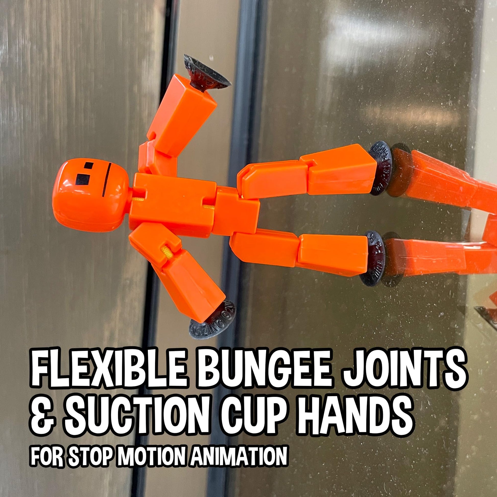Zing StikBot Dual Pack - Includes 2 StikBots - Collectible Action Figures and Accessories, Stop Motion Animation, Ages 4 and Up (Red Orange+Metal