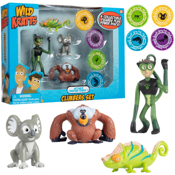 Wild Kratts Climbers Action Figure Collectible Figures & Discs (8pc) Includes 4 Creature Power Discs +4 Animals- Officially Licensed Toys