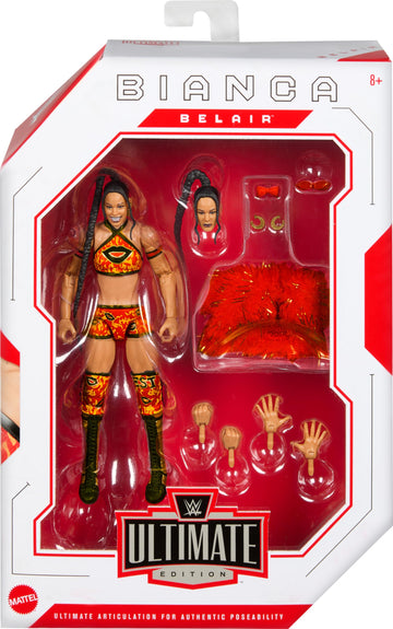 Mattel WWE Ultimate Edition Action Figure & Accessories, 6-inch Bianca Belair Collectible Set, Swappable Heads & Hands, Entrance Gear & 30