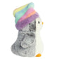 Aurora Festive Pompom Penguin Pom Pom Rainbow Hat Stuffed Animal - Vibrant Companions - Endless Fun - Gray 9 Inches