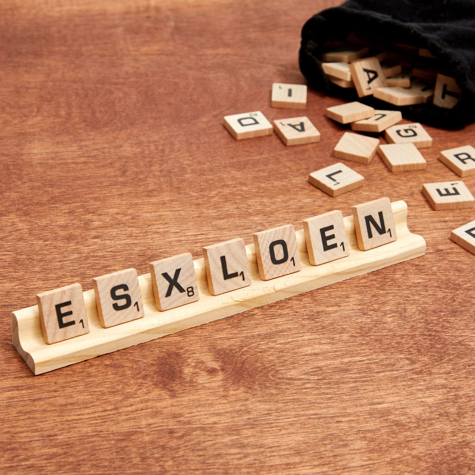 Bright Creations Wooden Scrabble Tile Holder - Game Organizer with Scrabble Trays - Craft Display for Letter Tiles - Space-Saving Racks - Pack of 12