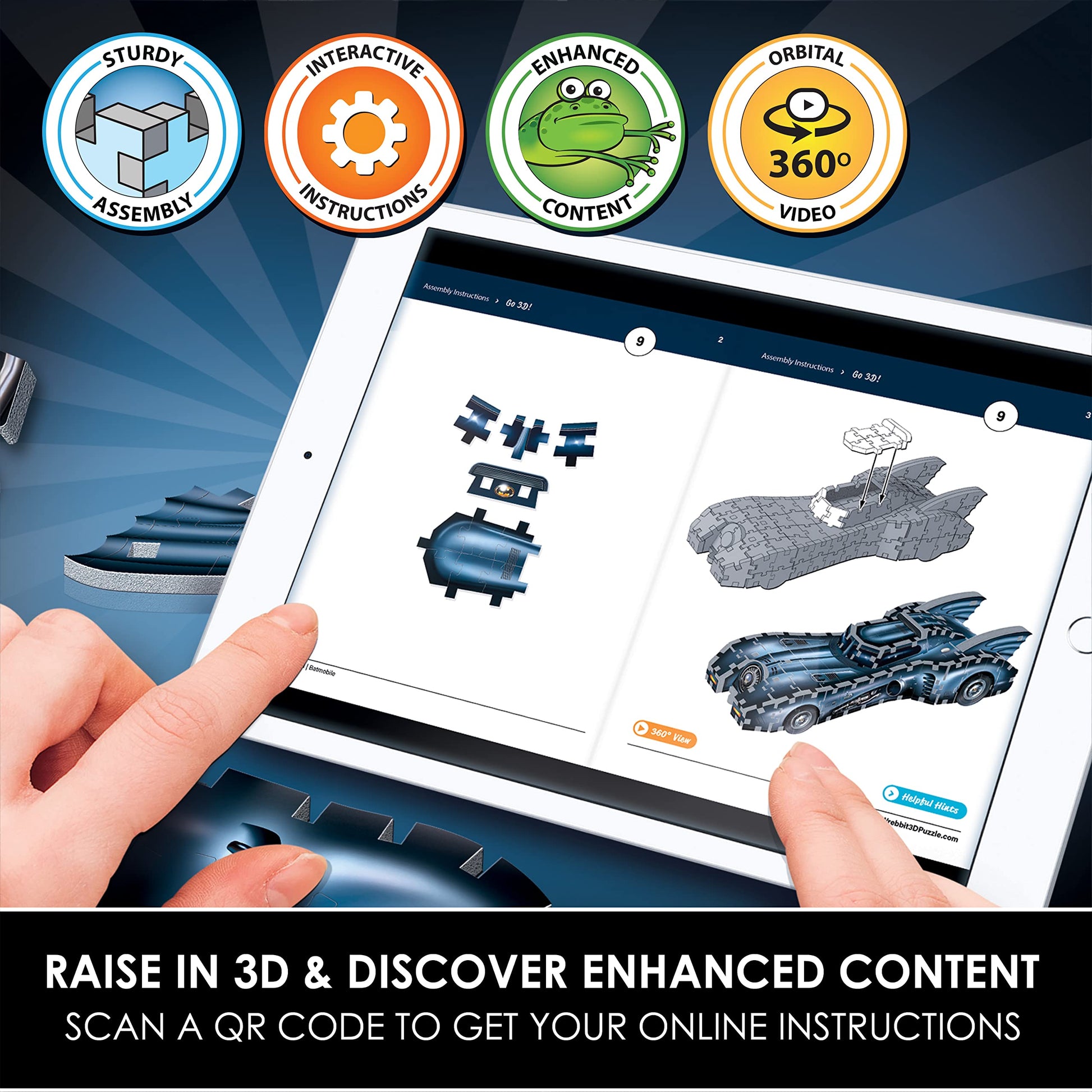 Wrebbit3D Batman 3D Puzzle Model of Batmobile | 255 Jigsaw Puzzle Pieces| Build the Iconic Superhero's Car and Explore Gotham City