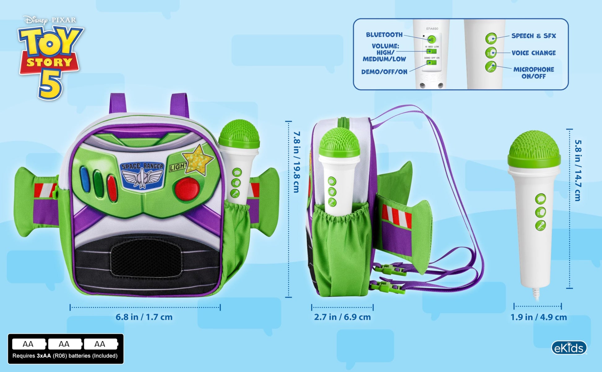 Toy Story 5 Bluetooth Jetpack Voice Changer Toy with Microphone for Kids
