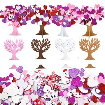 TINYFUTURE 18 Sets DIY Valentine's Day Foam Wreath Crafts Kits Decorations Self Adhesive Heart Sticker Love Heart Letter Shiny Sticker for Kids Party