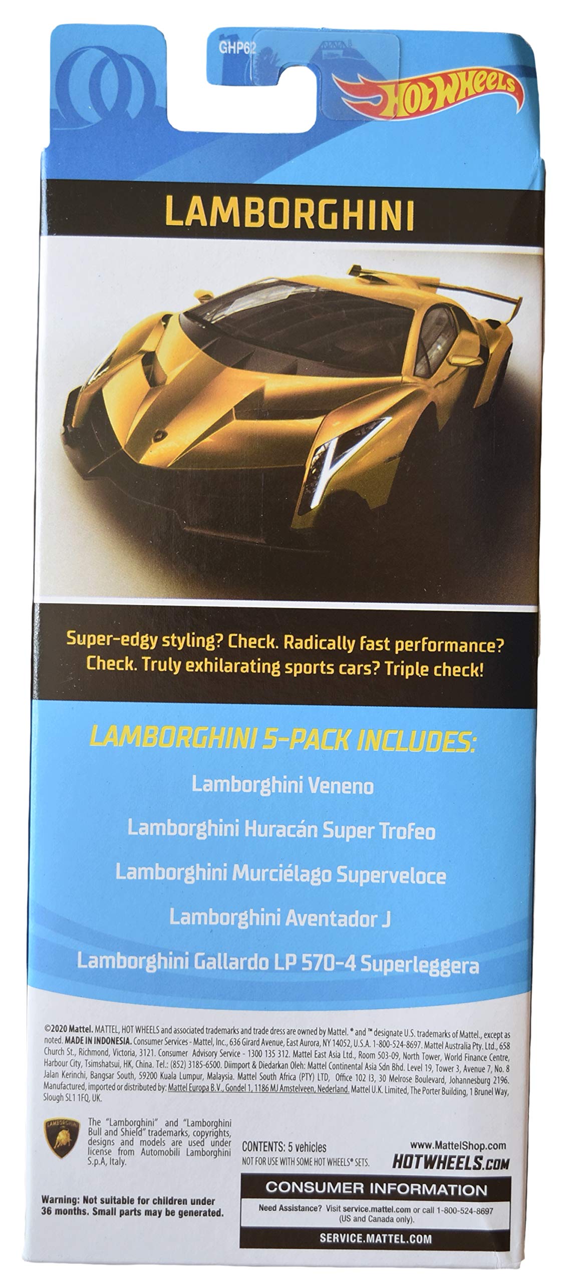 Mattel Hot Wheels Lamborghini 5 Pack