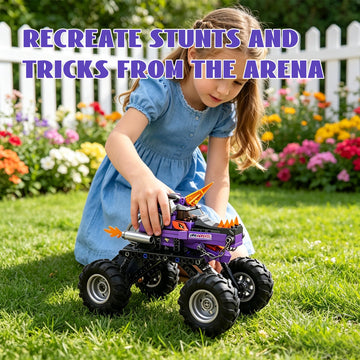 Technic Building Monster Unicorn Truck Toy for Boys and Girls, 2in1 Racing Pull Back Car Toys for Off Road Stunts, Kids Birthday Gift Idea, Great