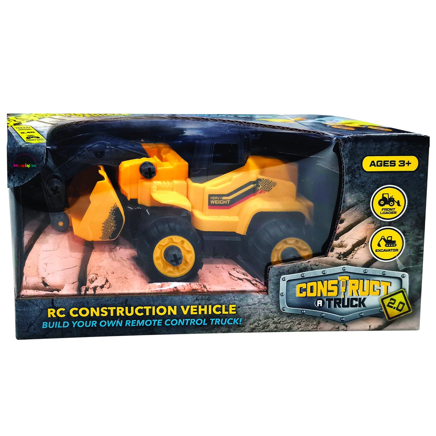 MUKIKIM Construct A Truck 2.0 - Excavator. Remote Control Take Apart Truck Toys for Kids. Educational STEM RC Car Building Set. Electric Digger