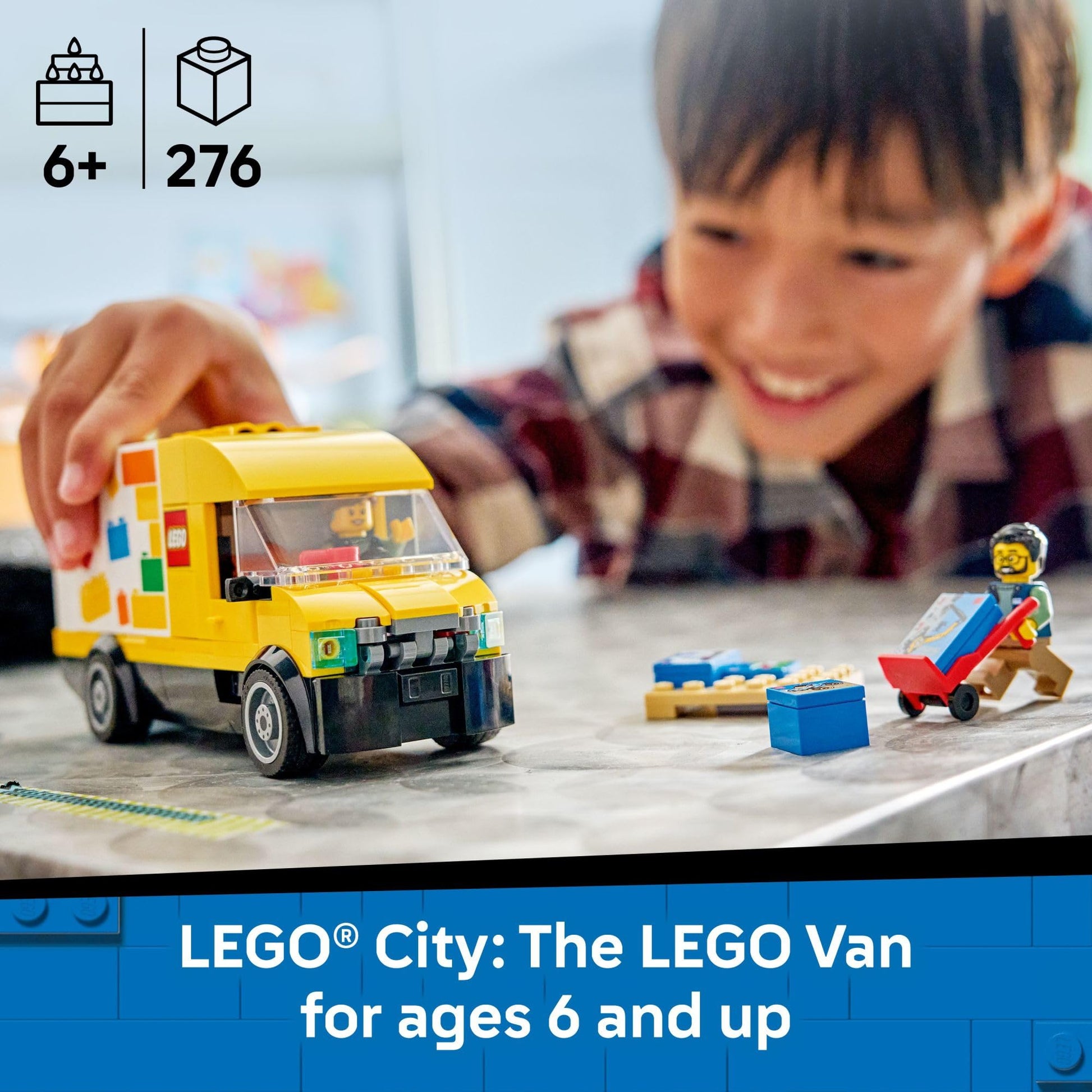 LEGO City: The Van Building Toy for Kids - Pretend Play Set for Boys & Girls, Ages 6+ - Delivery Van Toy W/2 Minifigures & 4 Mini Box Elements - Gift