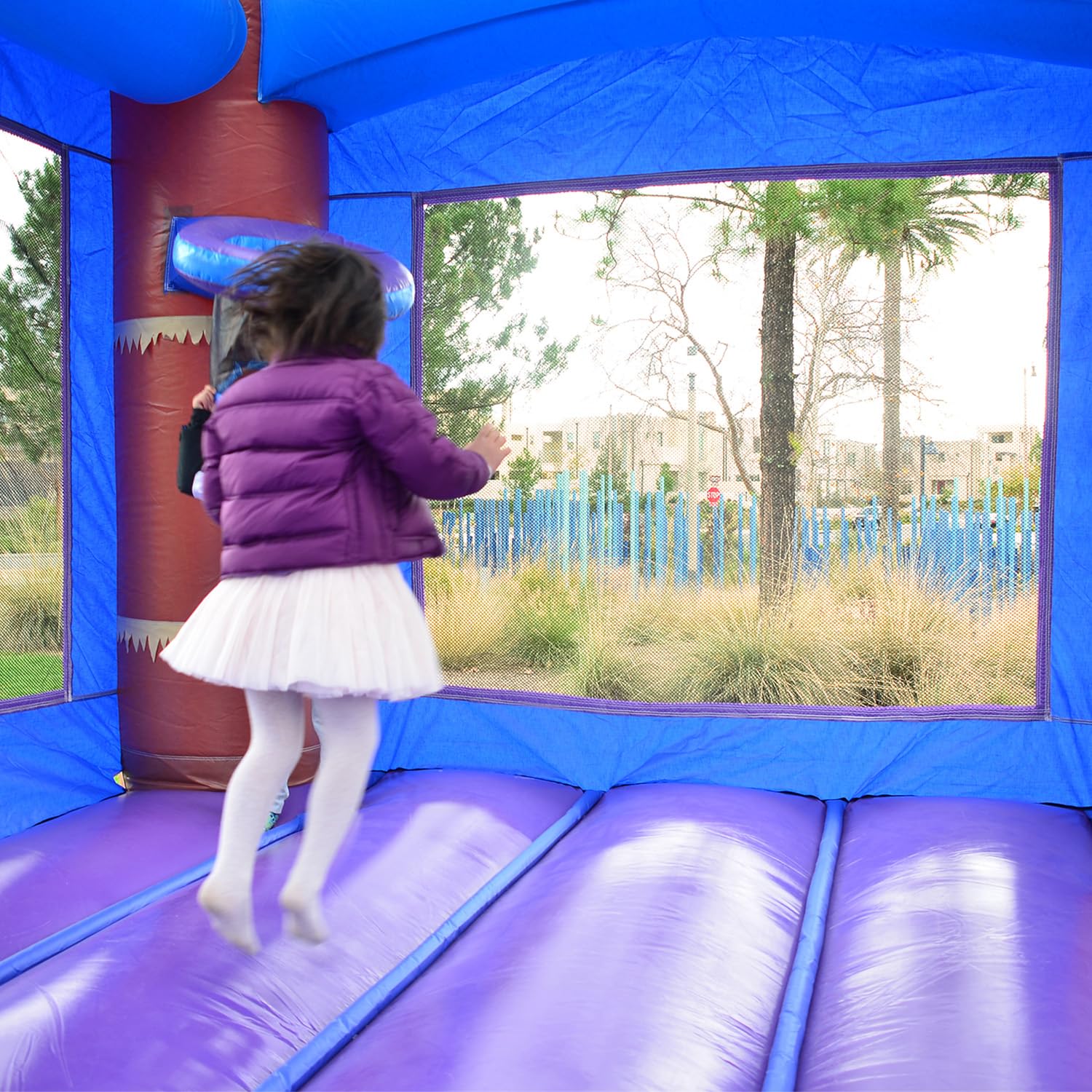 HeroKiddo 26x14 Enchanted Forest Inflatable Bounce House Dual Slide Pool