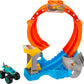Hot Wheels Monster Trucks Corkscrew Shark Smash Track Set & 1:64 Scale MEGA-Wrex Toy Truck