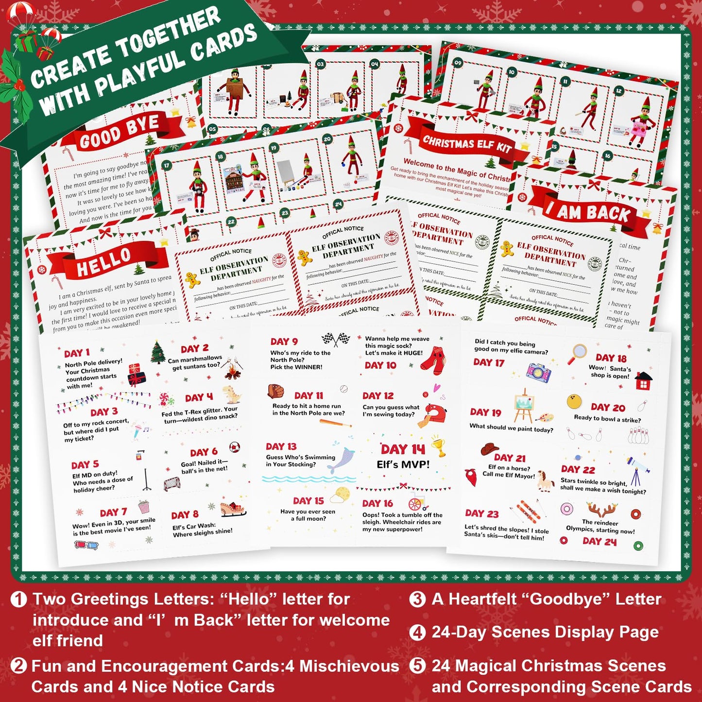 Elf Kit 24 Days of Christmas 2025 Countdown to Christmas with Elf Decorations Accessories & Elf Adventures Starter Kit Boy & Girl (Elf Doll NOT