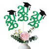 Class of 2026 Graduation Centerpieces, 10 Pcs Green Glitter 2026 Centerpieces with Graduation Cap, Congrats Grad Party Decorations for Cake, Dessert