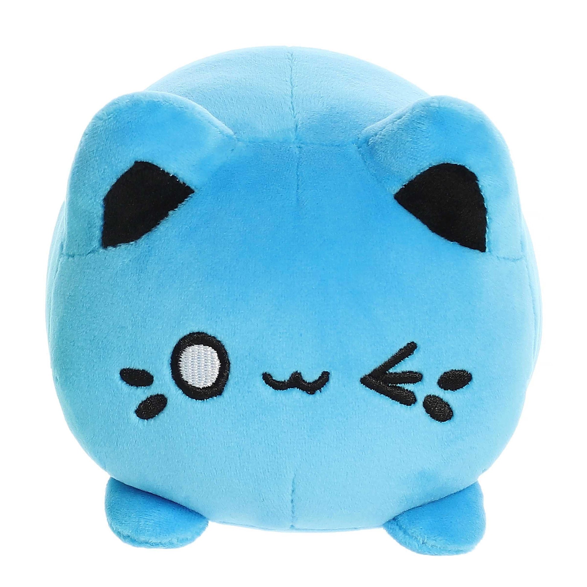 Aurora® Enchanting Tasty Peach® Electric Blue Meowchi Stuffed Animal - Bright & Colorful Design - Showpiece Plush - 7 Inches