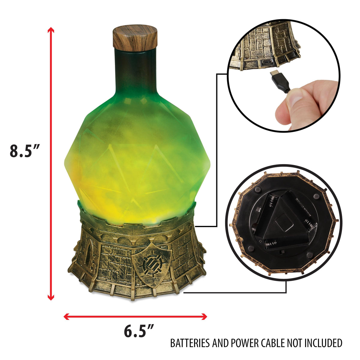 ENHANCE Gaming Sorcerer's Potion Light with Swirling Mystical Brew - Potion Bottle Mood Light Prop for Tabletop Game Immersion, Playroom, Desk Decor