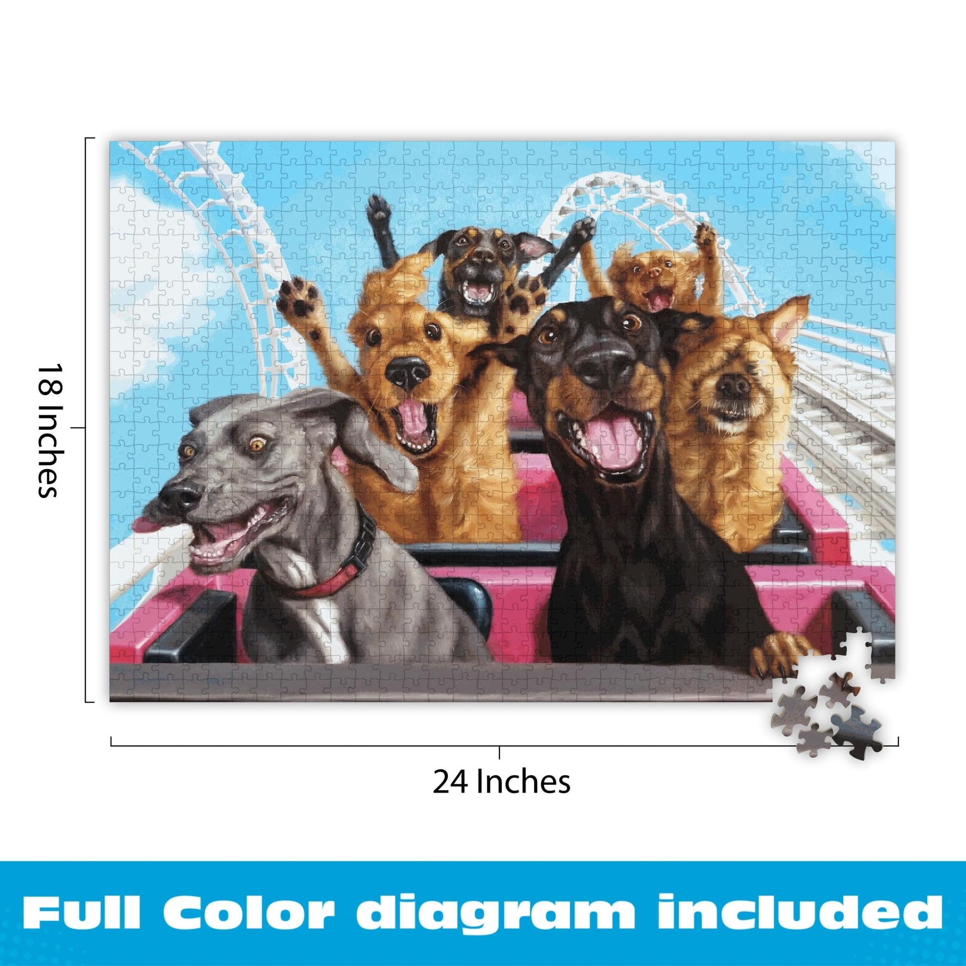 Buffalo Games - Fun at the Amusement Bark - Lucia Heffernan - 750 Piece Jigsaw Puzzle for Adults - Challenging Dog Puzzle - Perfect for Game Nights