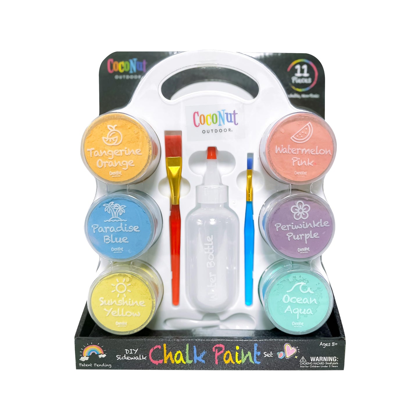 CocoNut Outdoor DIY Sidewalk Chalk Paint Set - Non-Toxic, Washable Powdered Chalk - Simply Mix in Water and Use a Paintbrush to Create Colorful
