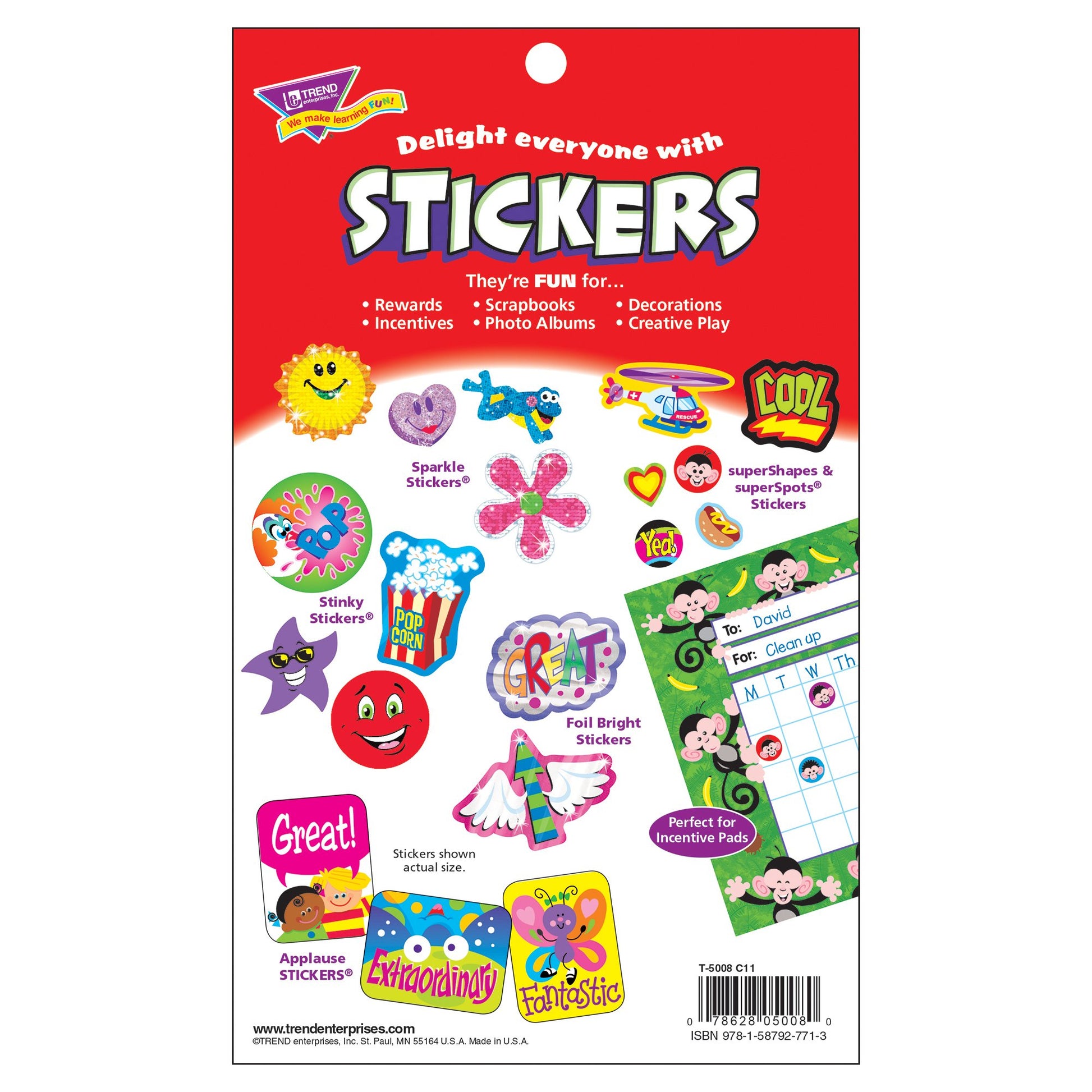 Trend Schooltime Fun Sticker Pad, Classroom Incentives, 738 Count