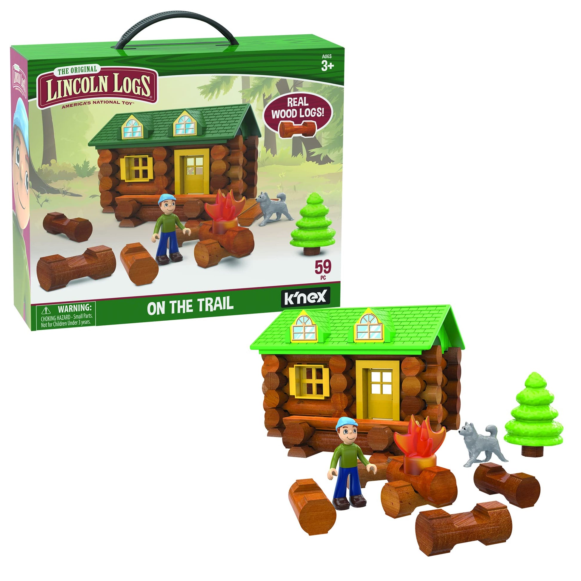 Lincoln Logs-On The Trail Building Set-59 Pieces-Real Wood Logs - Ages 3+