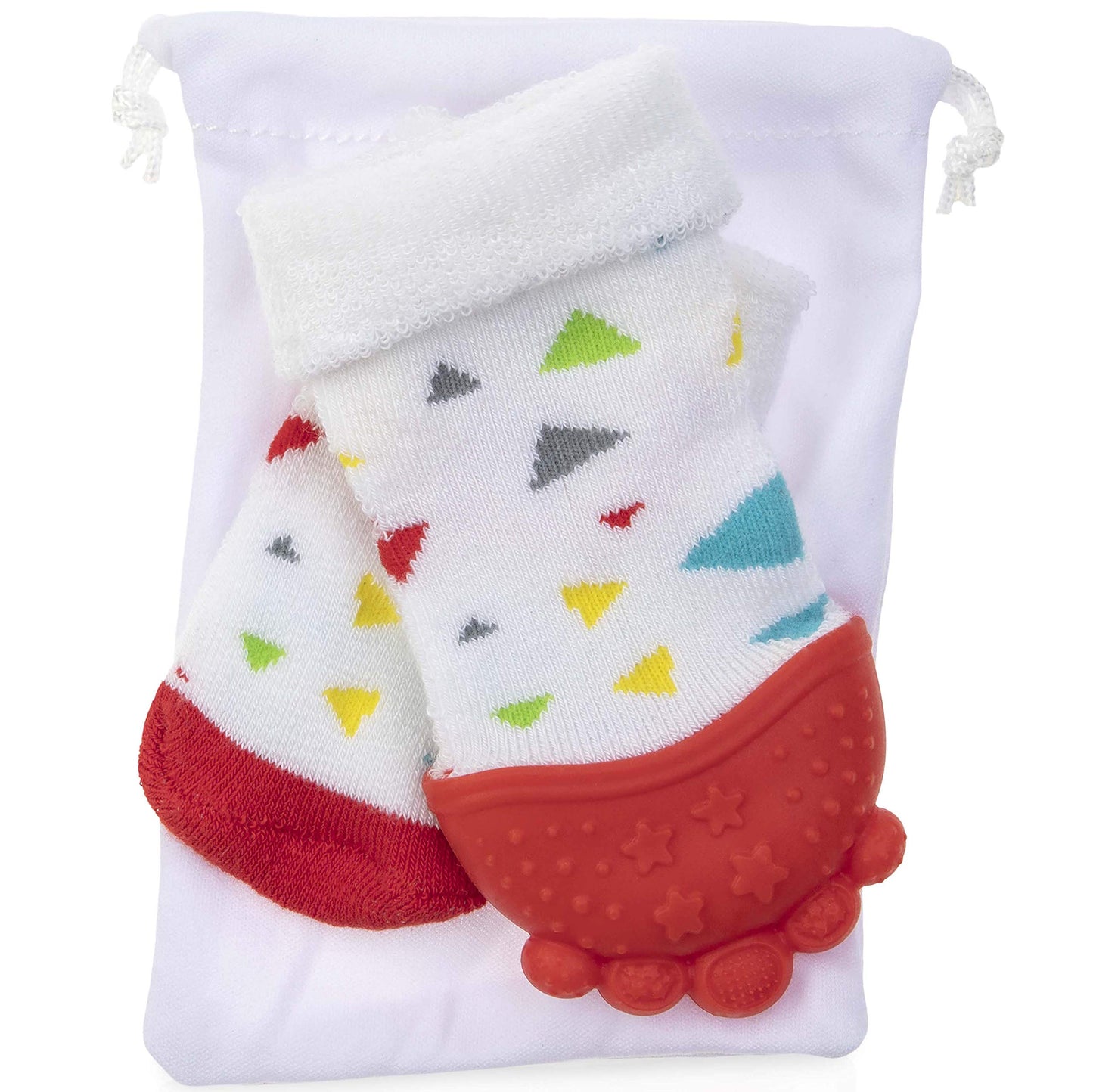 Nuby Soothing Teether Sock, Red Triangles