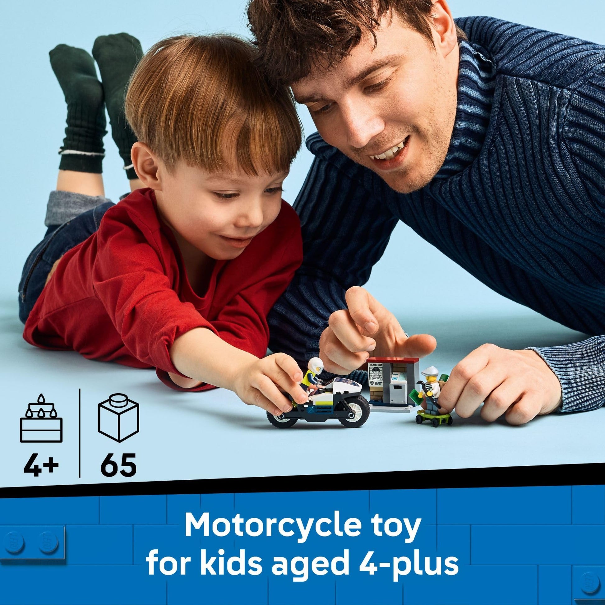 LEGO City Police Motorcycle Chase Building Toy for Kids - Pretend Play Building Blocks for Boys & Girls, Ages 4+ - Preschool Learning Toy W/Police