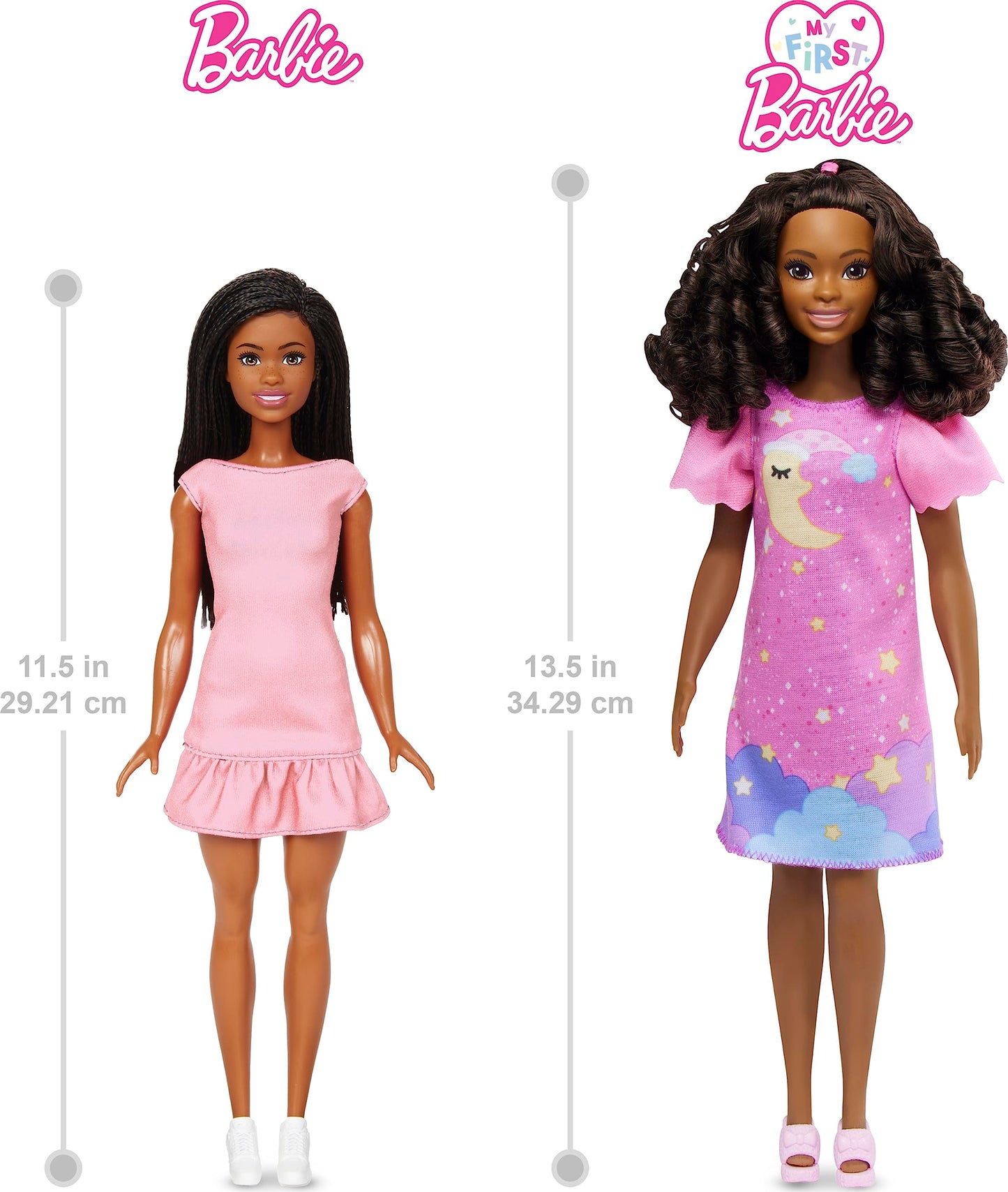 Barbie: My First Barbie Preschool Doll, "Brooklyn" with 13.5-inch Soft Posable Body, Deluxe Party & Bedtime Clothes & Accessories, Black Hair
