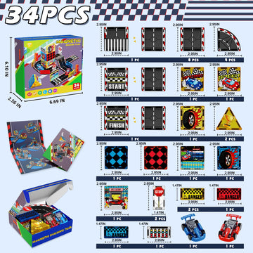 Magnetic Tiles Road Set | Magnet Tiles Race Track, Magnetic Car Racing Tile for Kids Ages 4-8 5-7, Magnetic Tile Rails Building Toys STEM Learning