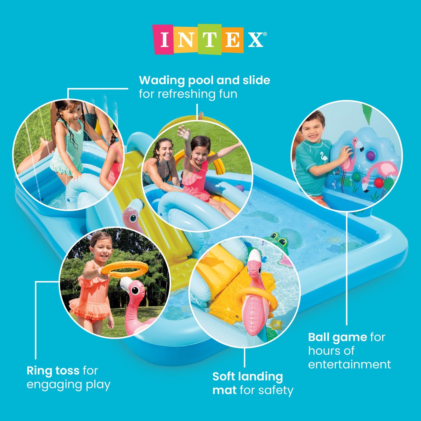 INTEX Jungle Adventure Inflatable Water Slide Park & Kiddie Pool Set Bundle