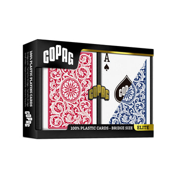 Copag 1546 Design 100% Plastic Playing Cards, Bridge Size (Narrow) Red/Blue (Standard Index, 1 Set)