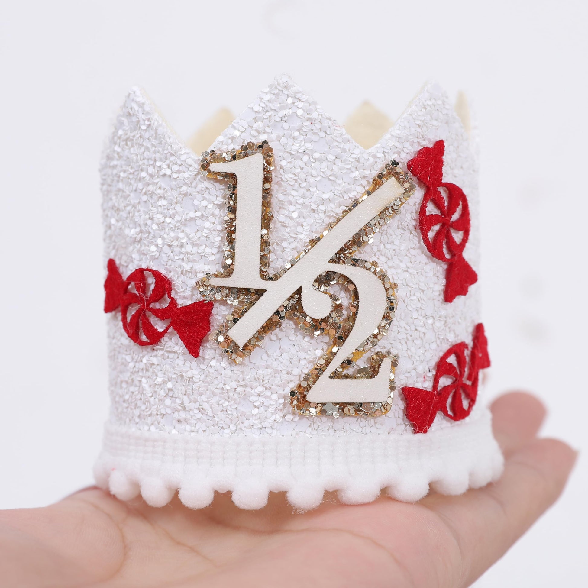 YOUAME Christmas 1/2 Birthday Party Crown - Christmas Themed Half Birthday Decorations, Half Way To One Party Decorations, My Half Year Hat